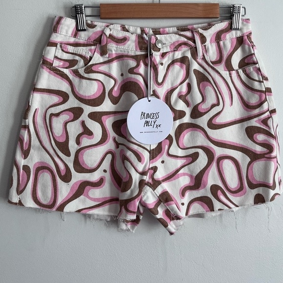 Princess Polly Vintage Print Retro High waist Shorts - Picture 1 of 5